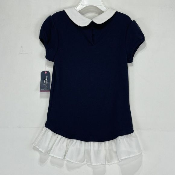 Nautica Girls Shirt Dress Size 7 Small Petite Navy Blue And White - Picture 14 of 14